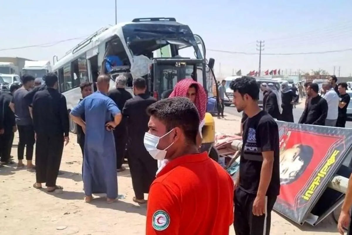 واژگونی اتوبوس حامل زائران ایرانی در بصره با 4 کشته و 57 زخمی+فیلم