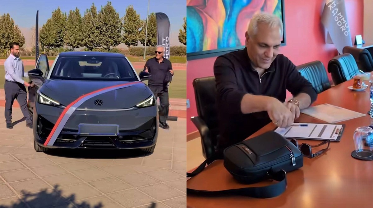 مهران مدیری ماشین جدید و لوکسش را تحویل گرفت+فیلم